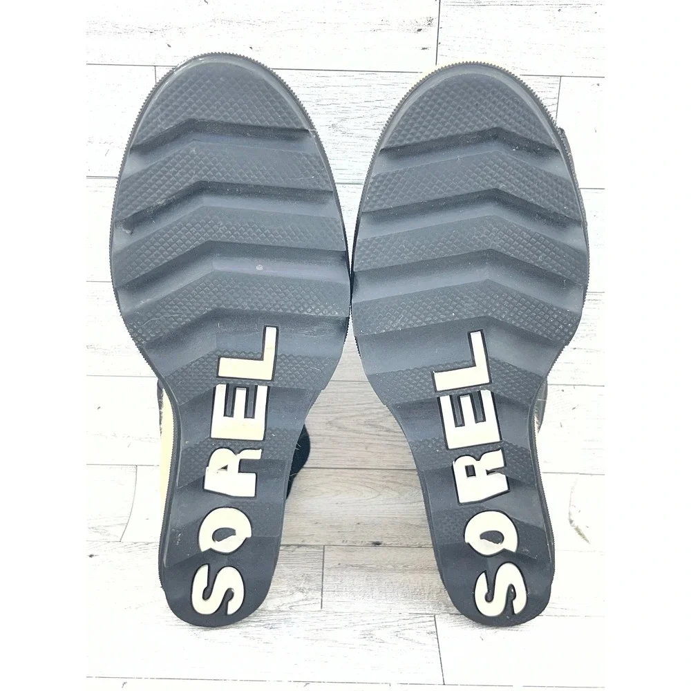 Sorel Joanie II Hi Slingback Wedge Sandals Black Leather Espadrille Women Sz 10 - Picture 7 of 11